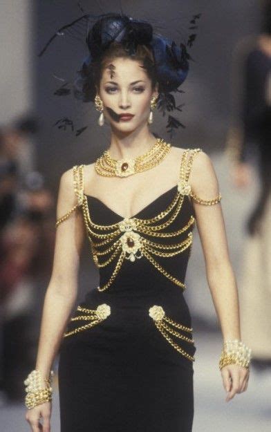 chanel chain dress|christy turlington chanel chain dress.